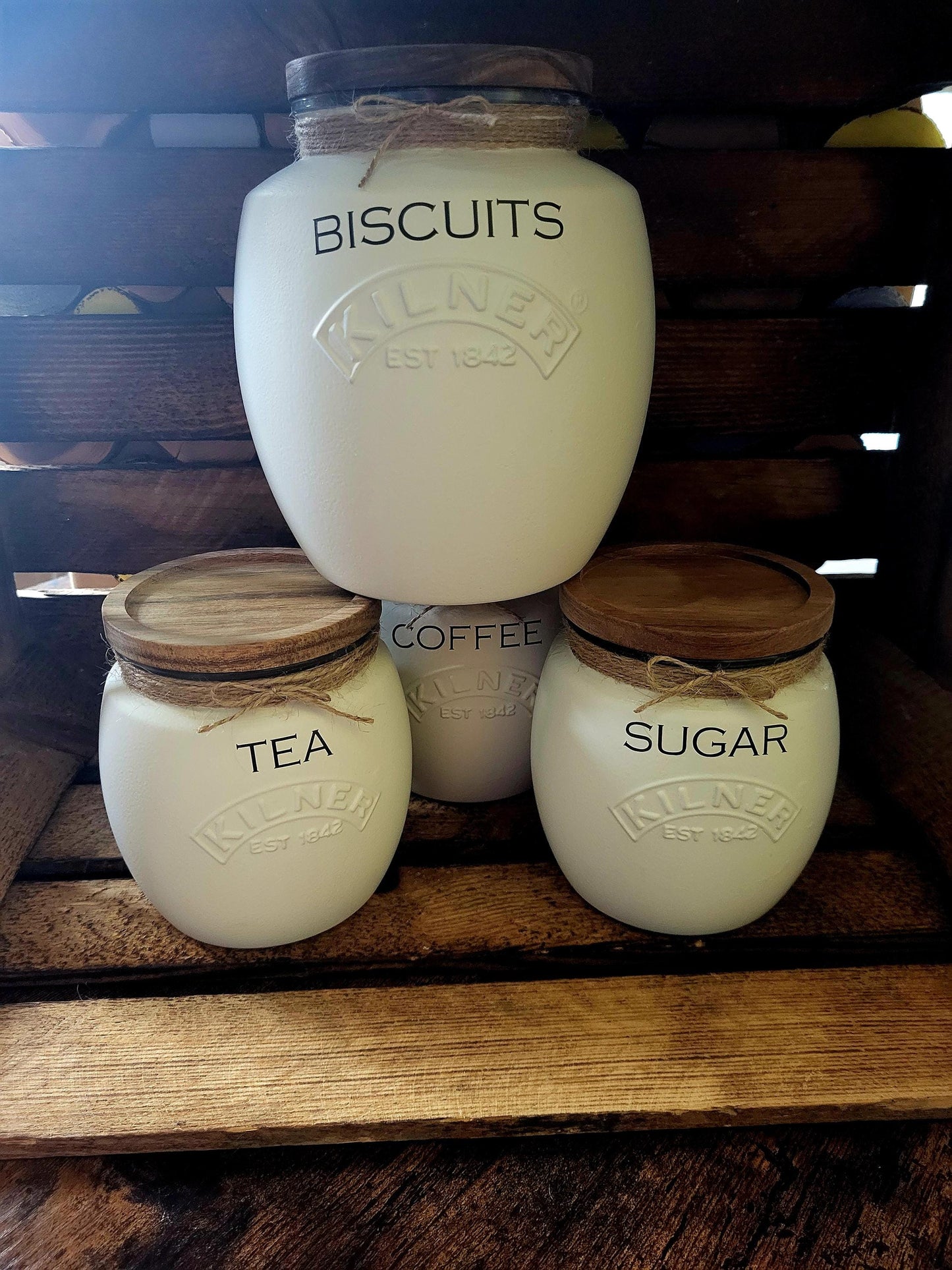 Tea, coffee and sugar canisters | kilner jars | Tea | Coffee | Sugar | Storage Jars | kitchen set