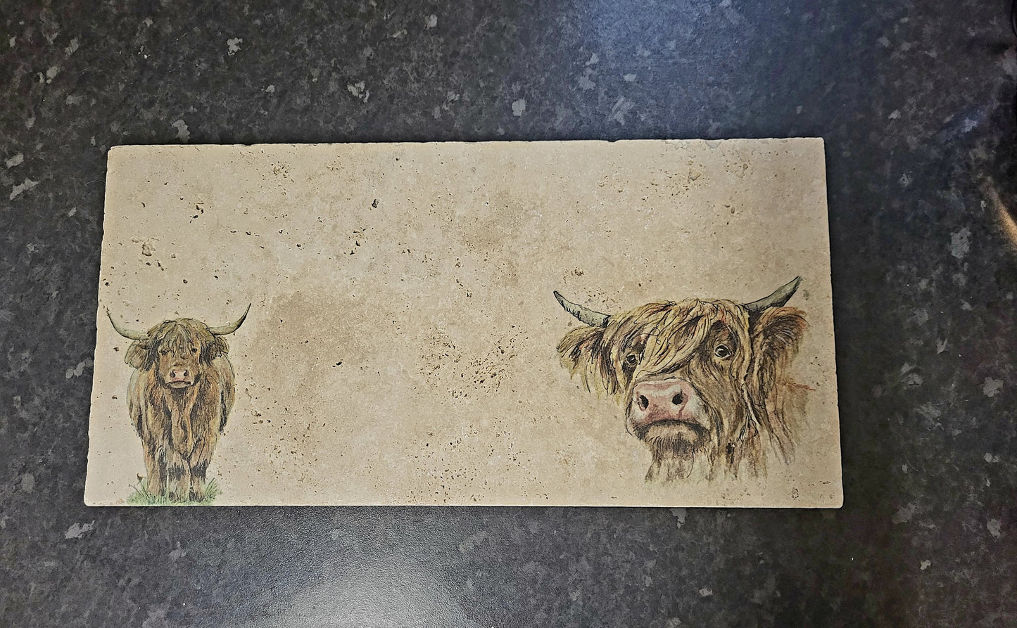 Large Stone Trivet / worktop saver / Higland cow