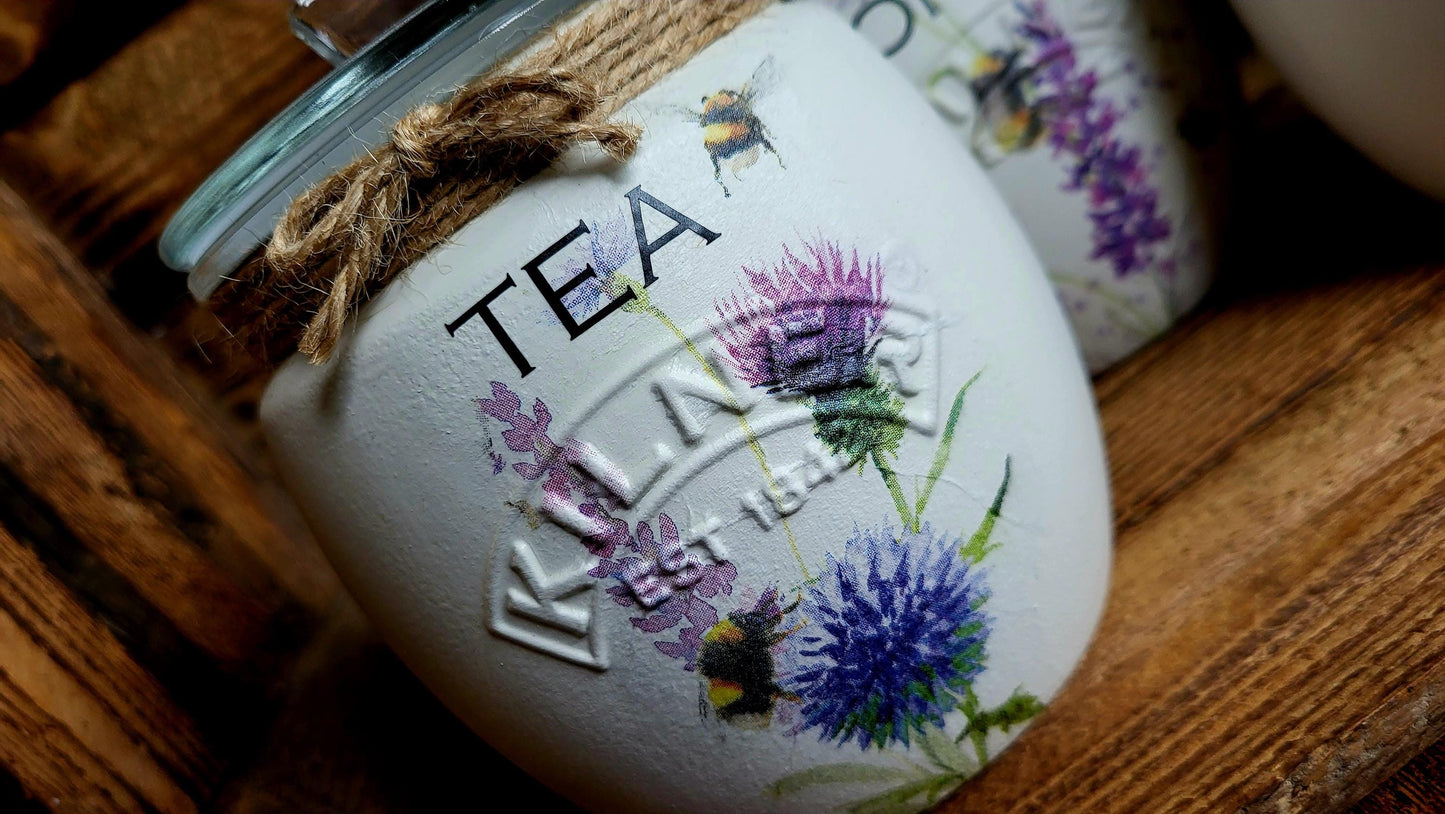 Tea, coffee and sugar canisters | kilner jars | Tea | Coffee | Sugar | Storage Jars | kitchen set
