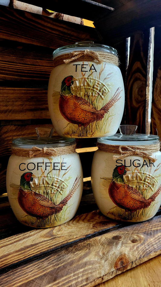 Tea, coffee and sugar canisters | kilner jars | Tea | Coffee | Sugar | Storage Jars | kitchen set