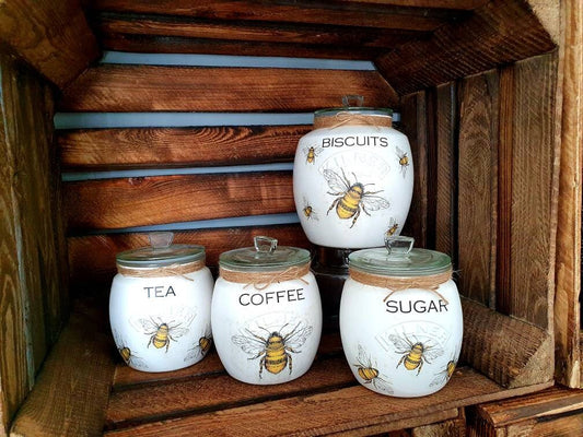 Tea, coffee and sugar canisters | kilner jars | Tea | Coffee | Sugar | Storage Jars | kitchen set