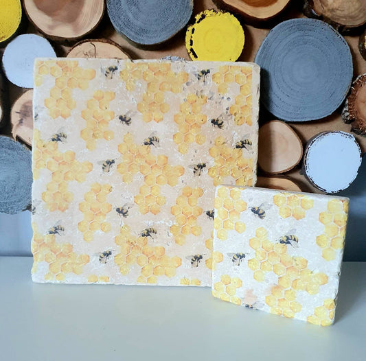 Handmade Stone placemat and coaster set |Bees | Natural stone placemats