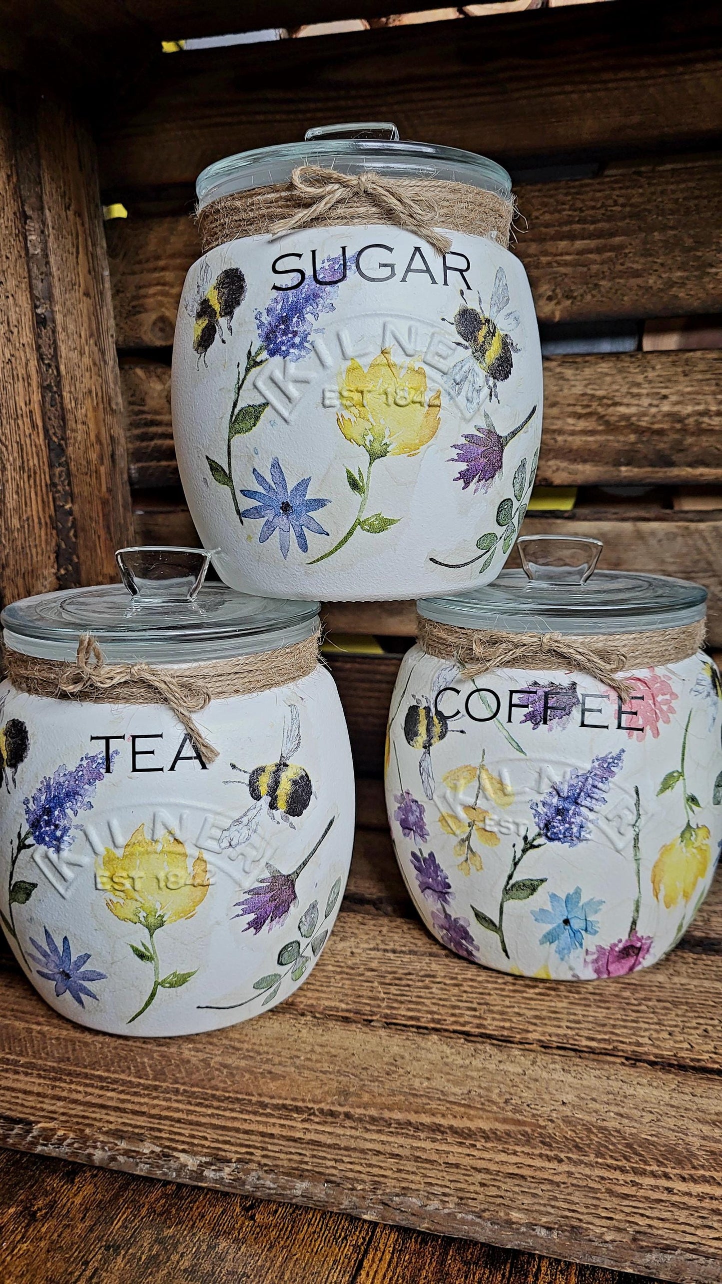 Tea, coffee and sugar canisters | kilner jars | Tea | Coffee | Sugar | Storage Jars | kitchen set