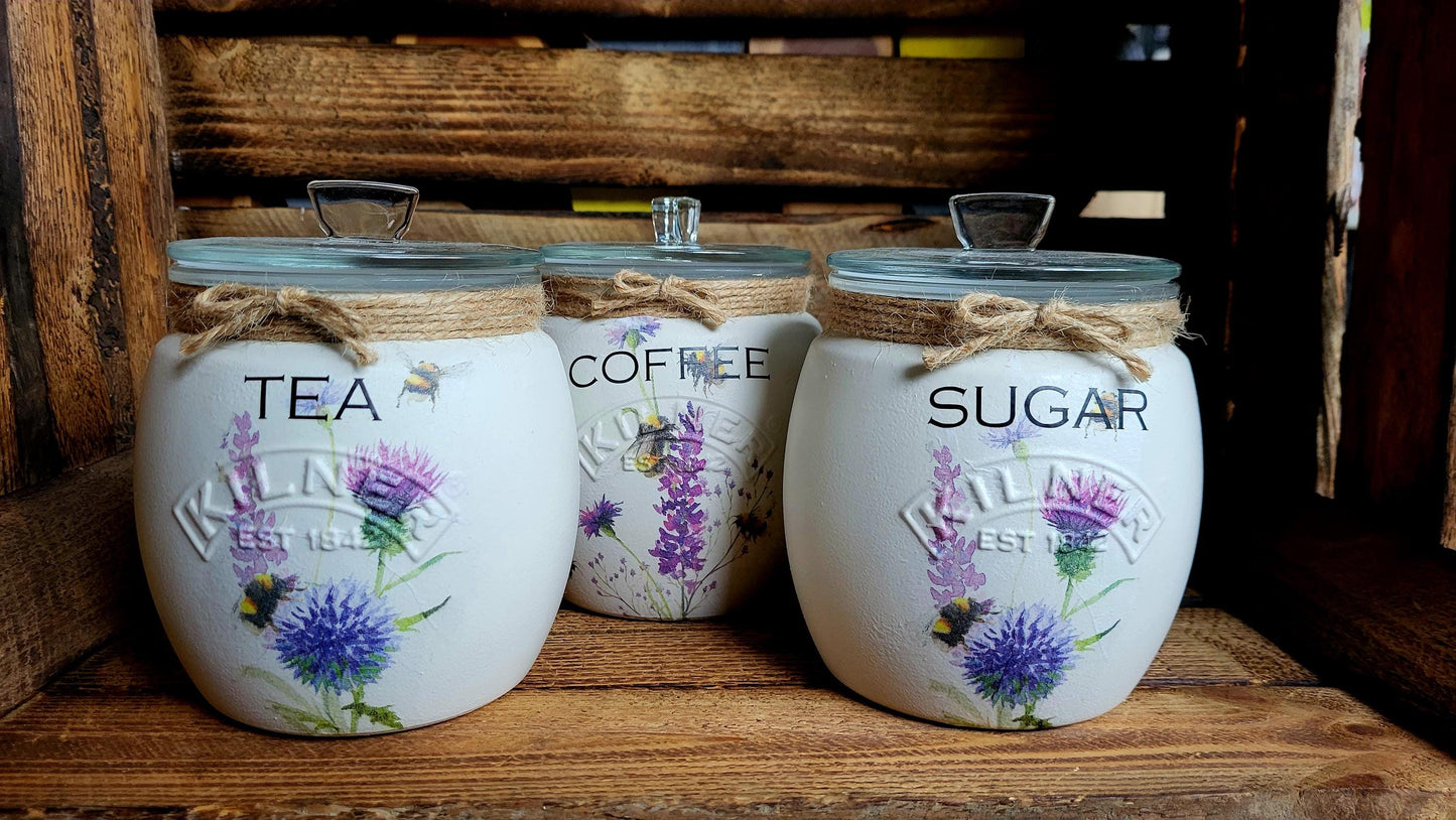 Tea, coffee and sugar canisters | kilner jars | Tea | Coffee | Sugar | Storage Jars | kitchen set