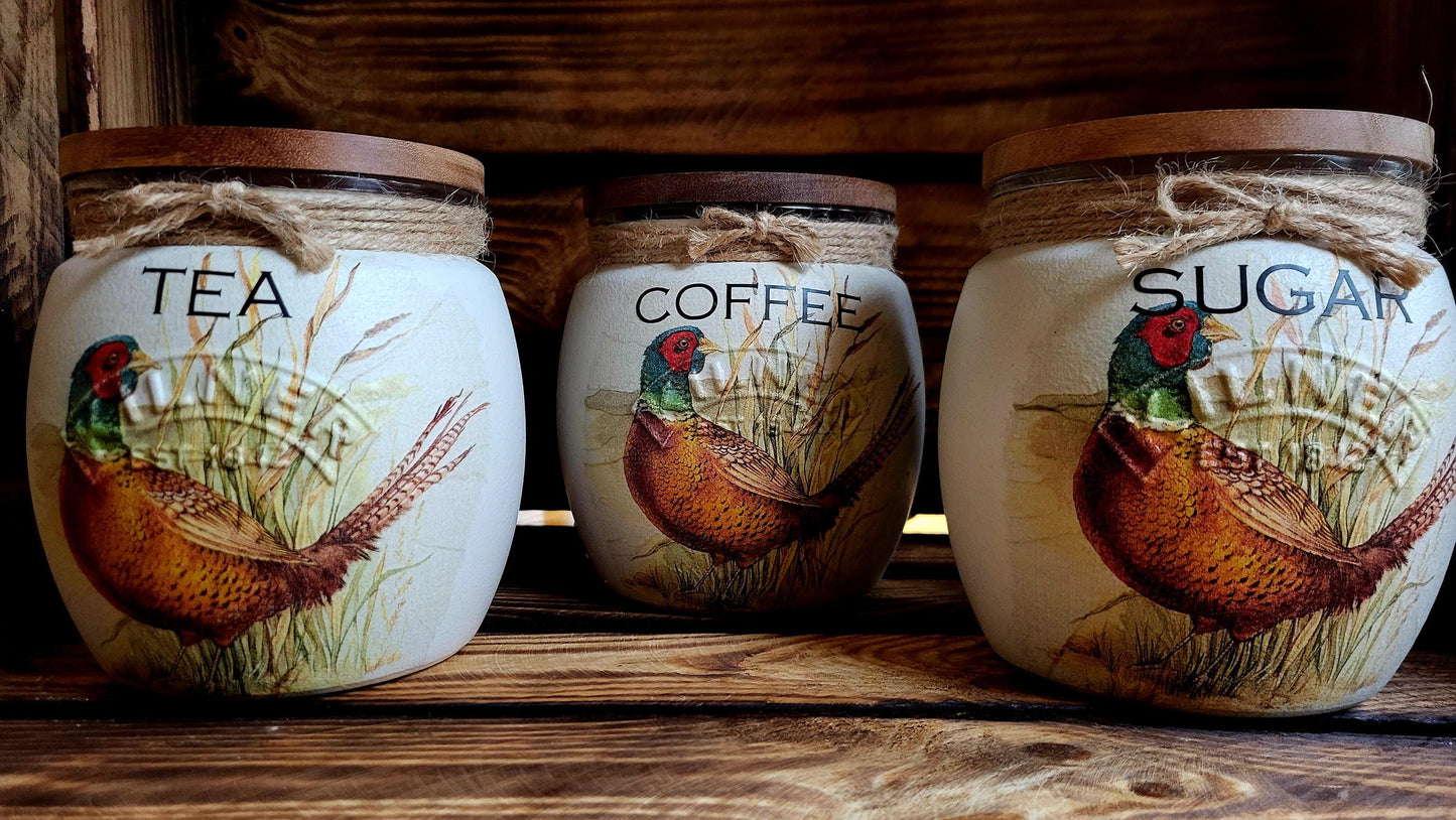 Tea, coffee and sugar canisters | kilner jars | Tea | Coffee | Sugar | Storage Jars | kitchen set