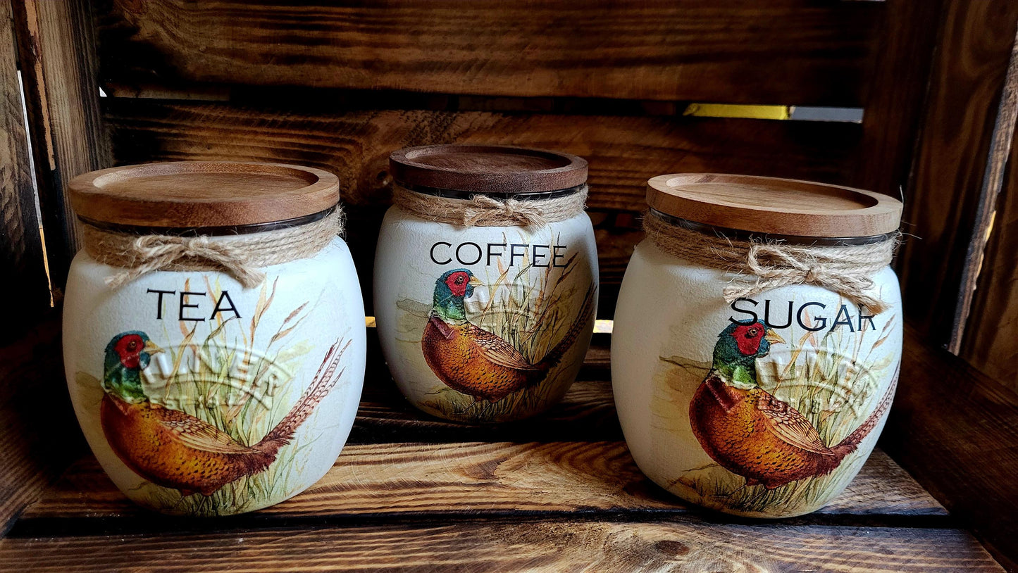 Tea, coffee and sugar canisters | kilner jars | Tea | Coffee | Sugar | Storage Jars | kitchen set