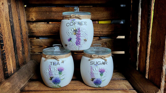 Tea, coffee and sugar canisters | kilner jars | Tea | Coffee | Sugar | Storage Jars | kitchen set