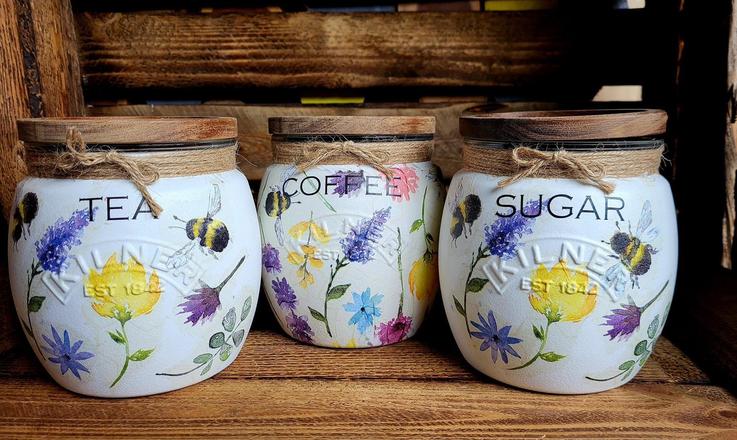 Tea, coffee and sugar canisters | kilner jars | Tea | Coffee | Sugar | Storage Jars | kitchen set