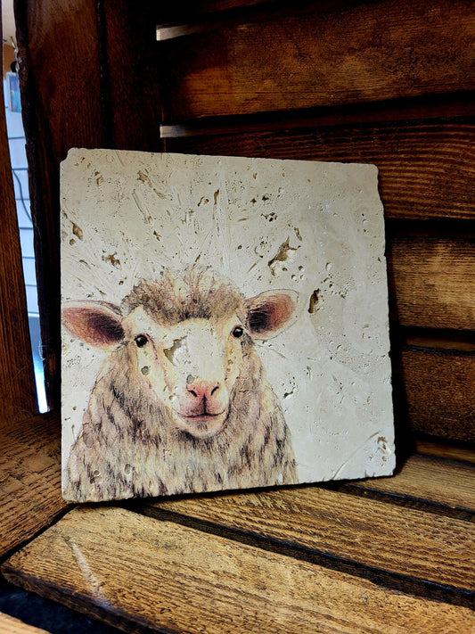 Handmade Stone placemat/ Trivet/ Worktop saver/ Farm animals/ Natural stone placemats