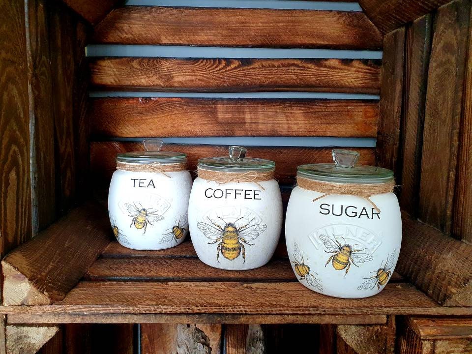 Tea, coffee and sugar canisters | kilner jars | Tea | Coffee | Sugar | Storage Jars | kitchen set
