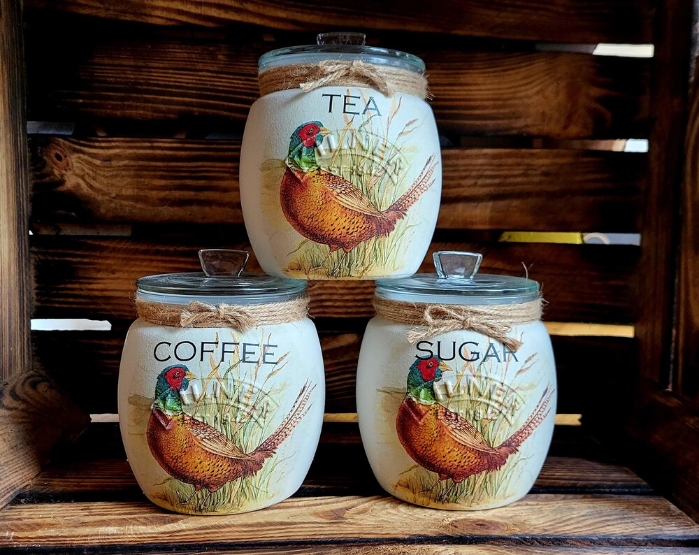 Tea, coffee and sugar canisters | kilner jars | Tea | Coffee | Sugar | Storage Jars | kitchen set