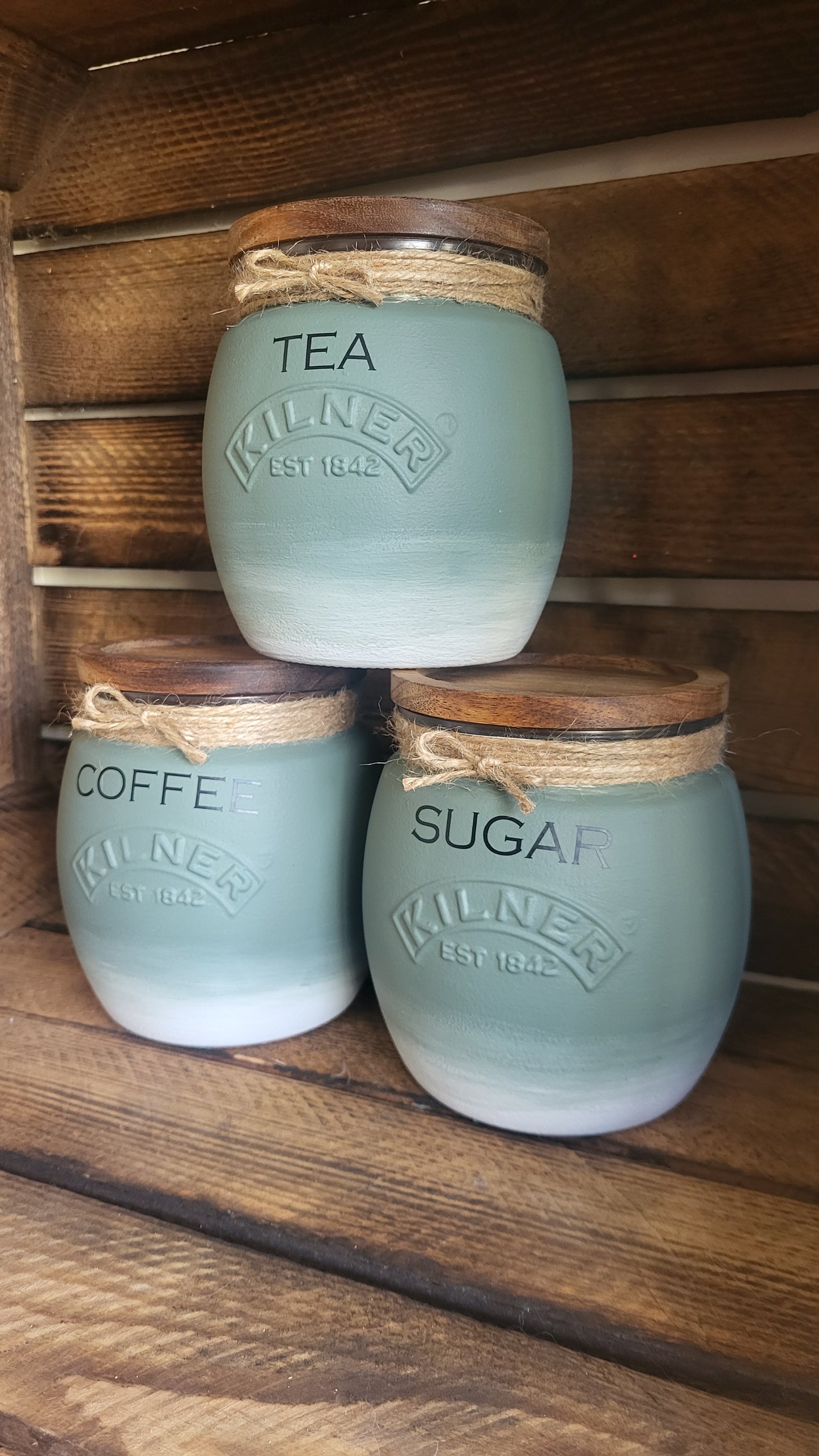 Tea, coffee and sugar canisters | kilner jars | Tea | Coffee | Sugar | Storage Jars | kitchen set