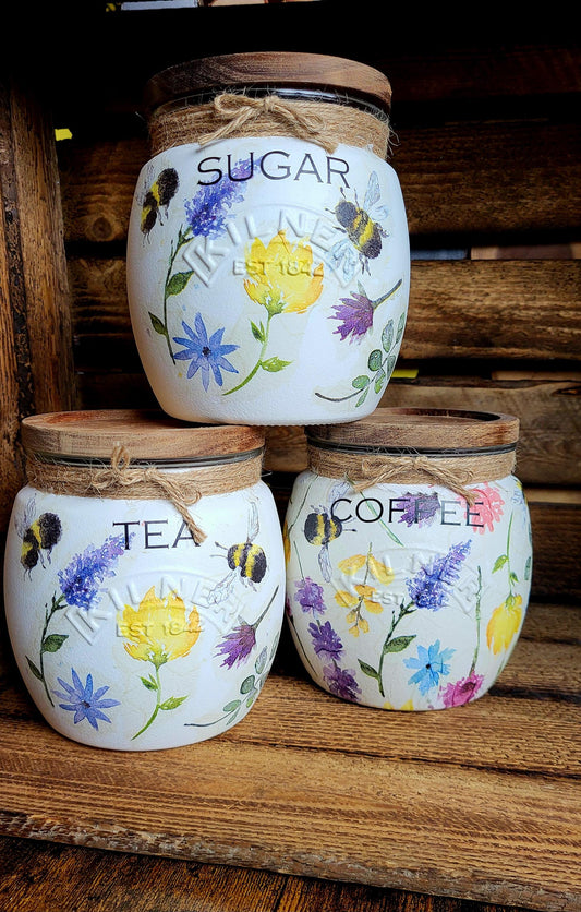 Tea, coffee and sugar canisters | kilner jars | Tea | Coffee | Sugar | Storage Jars | kitchen set