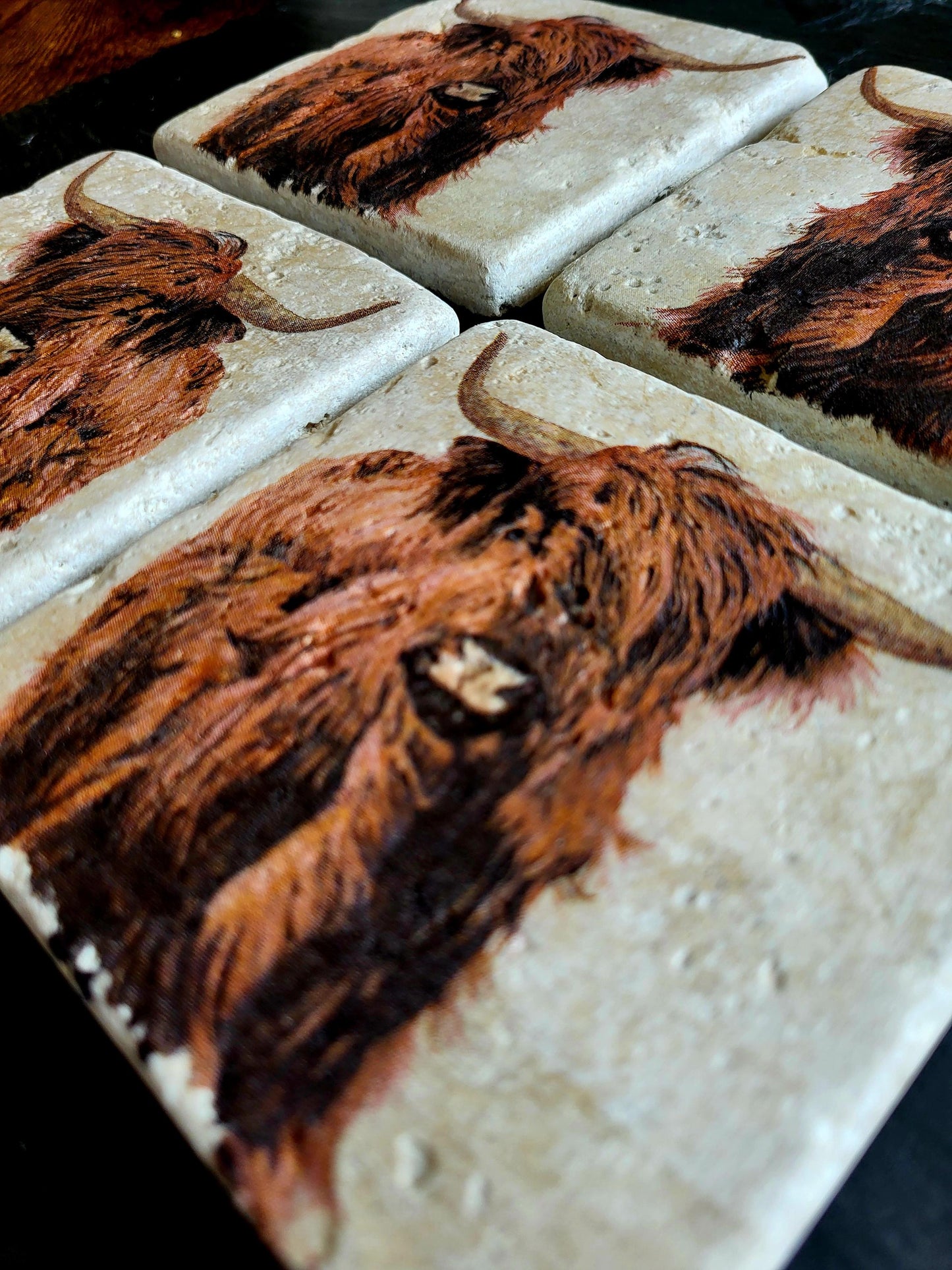 Handmade Stone coaster set  | Natural stone placemats /Travertine