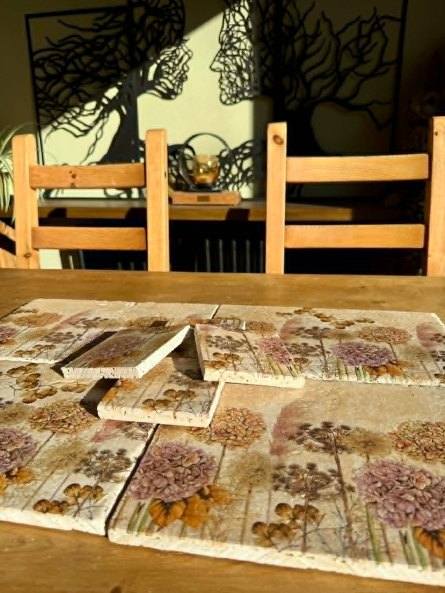 Natural Stone Placemat & Coaster Set (2–8) | Handmade Heat Resistant