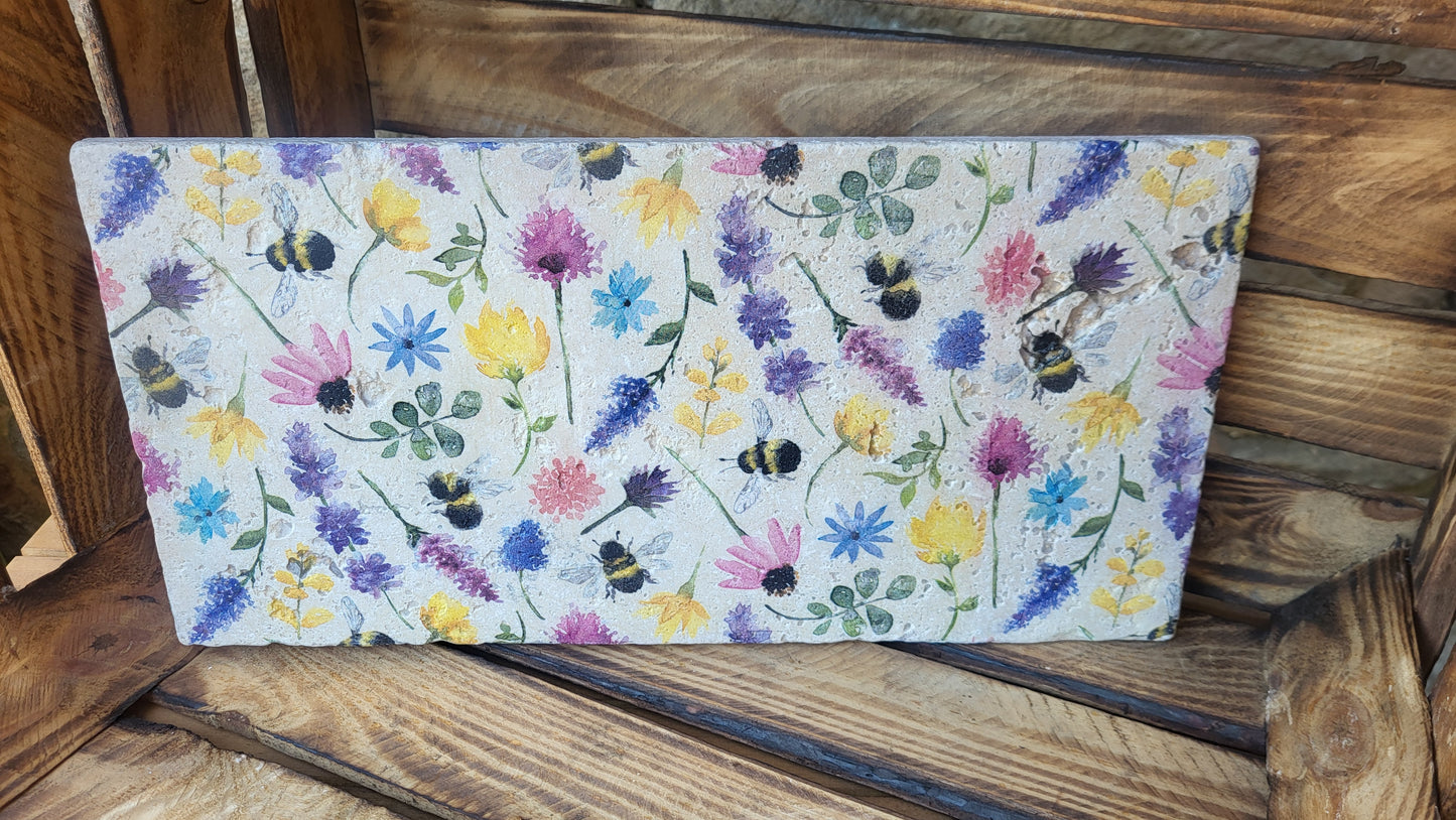 Large Stone Trivet / worktop saver / Meadow bee