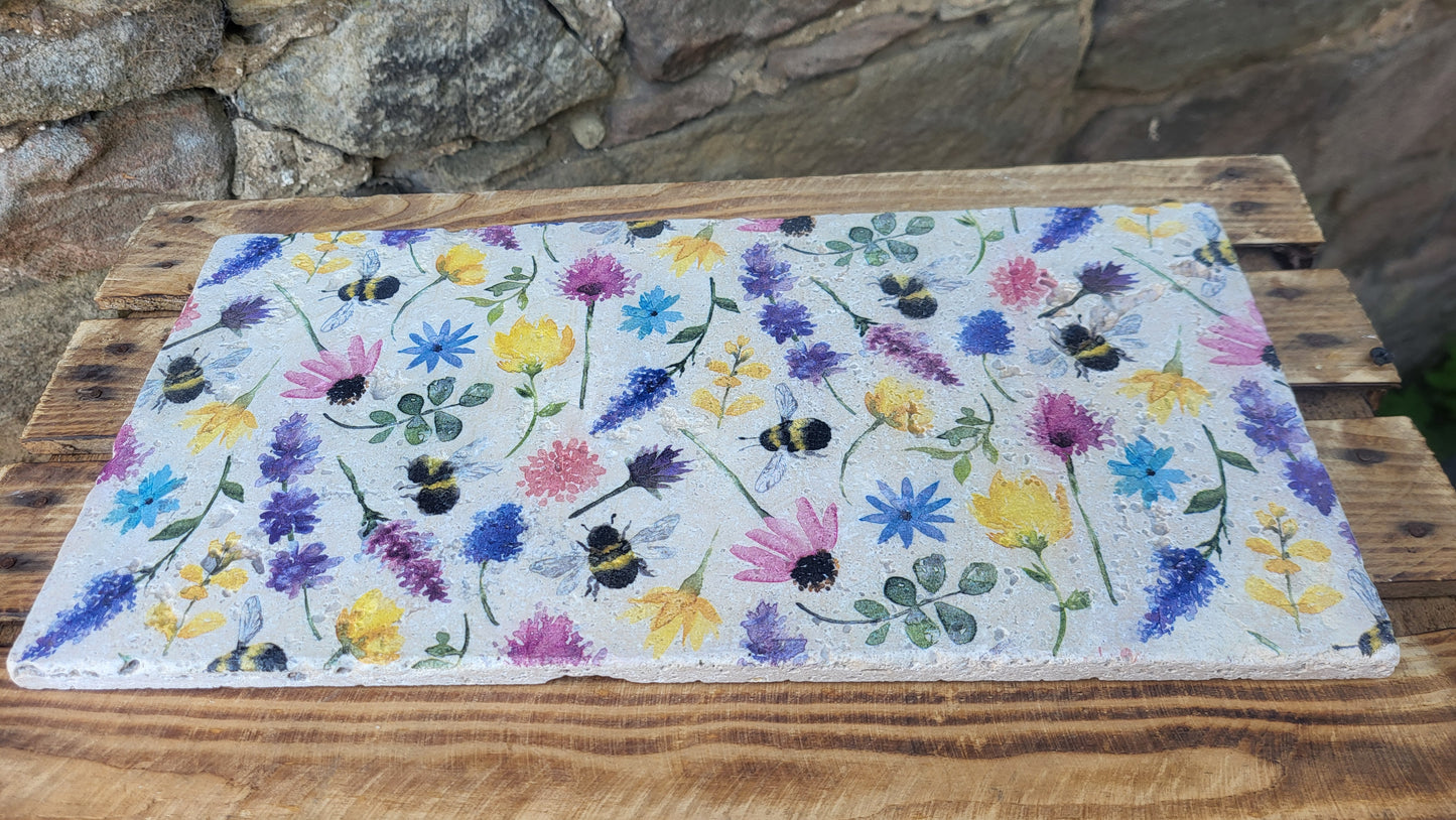 Large Stone Trivet / worktop saver / Meadow bee