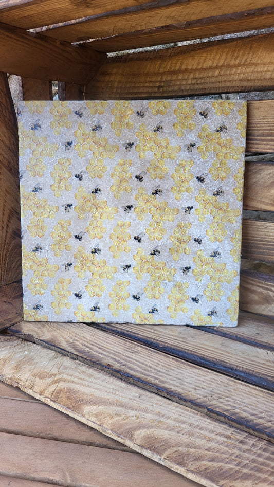 Large Stone Trivet / worktop saver / Honeycomb bee