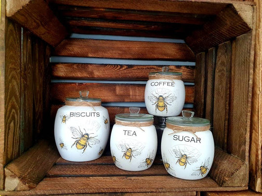 Tea, coffee and sugar canisters | kilner jars | Tea | Coffee | Sugar | Storage Jars | kitchen set