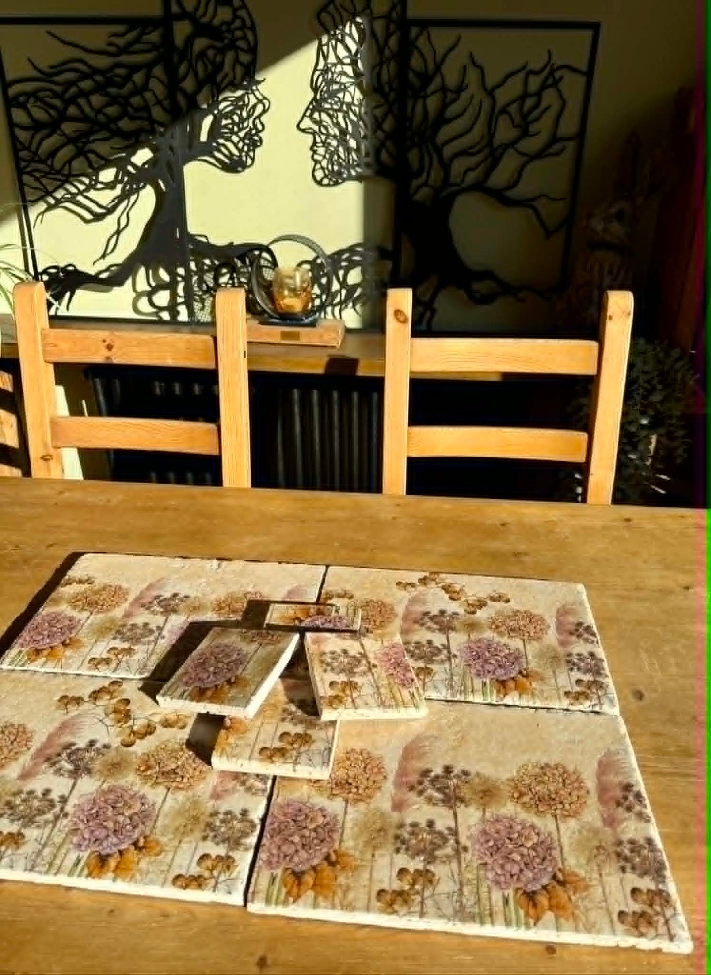 Natural Stone Placemat & Coaster Set (2–8) | Handmade Heat Resistant
