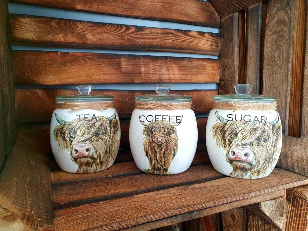 Tea, coffee and sugar canisters | kilner jars | Tea | Coffee | Sugar | Storage Jars | kitchen set
