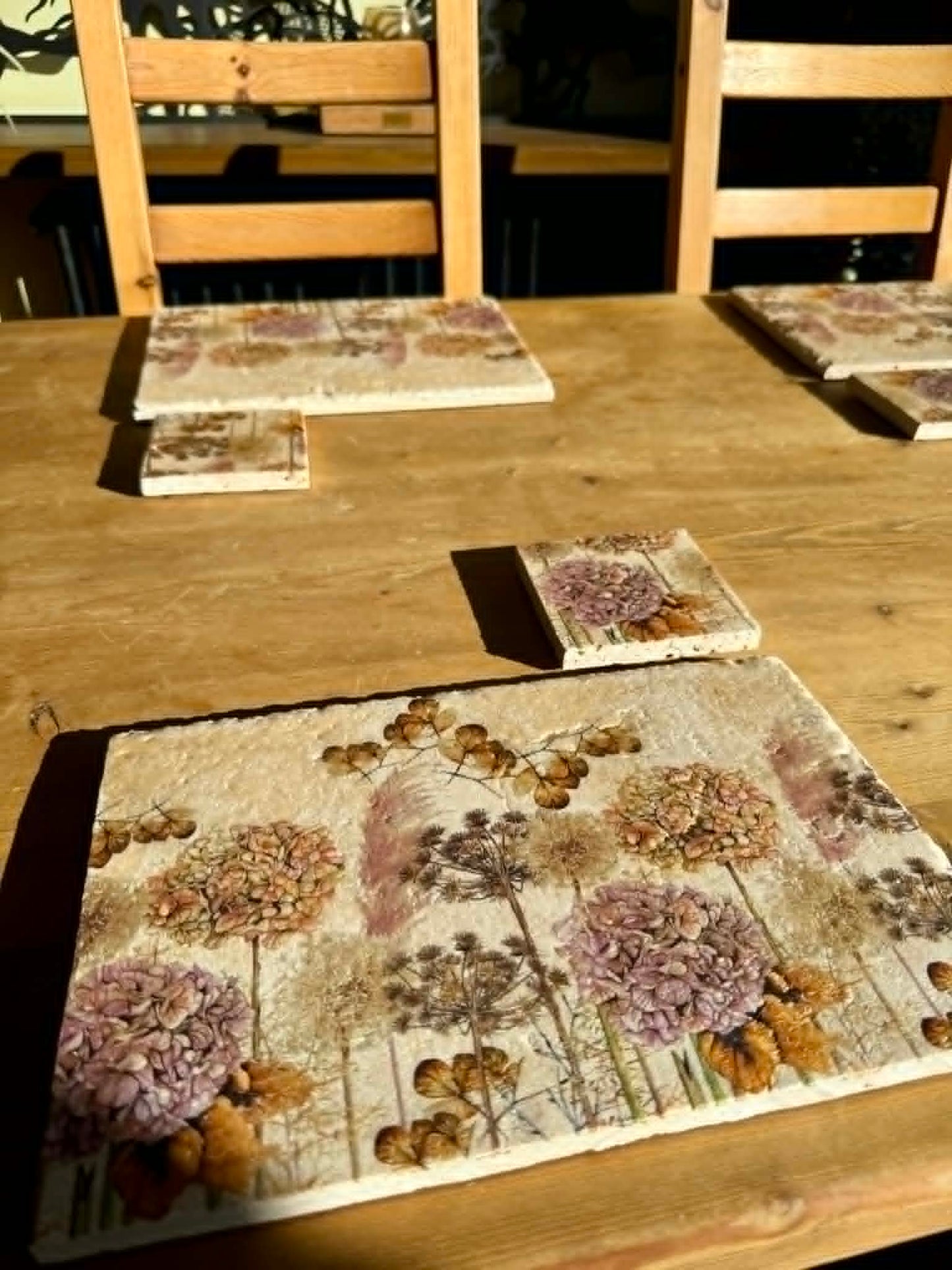 Natural Stone Placemat & Coaster Set (2–8) | Handmade Heat Resistant