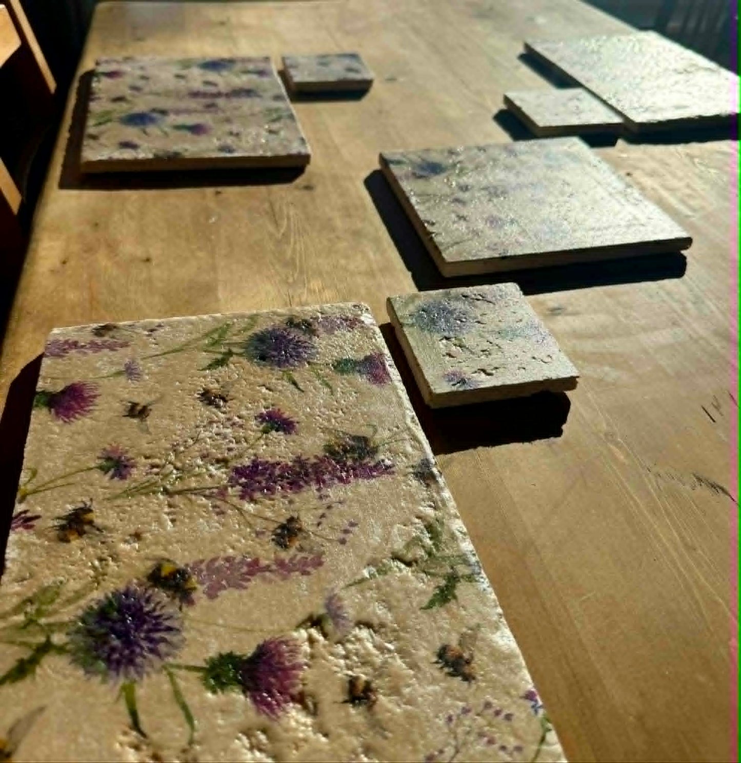 Natural Stone Placemat & Coaster Set (2–8) | Handmade Heat Resistant