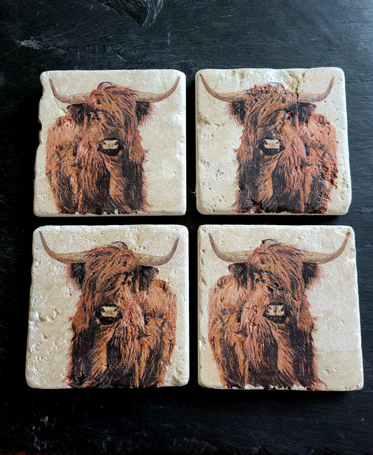 Handmade Stone coaster set  | Natural stone placemats /Travertine