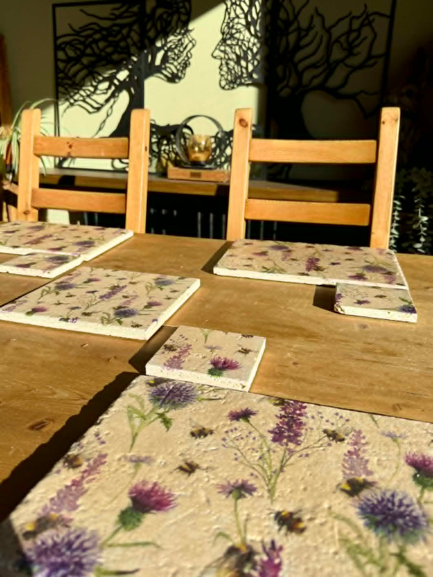 Natural Stone Placemat & Coaster Set (2–8) | Handmade Heat Resistant